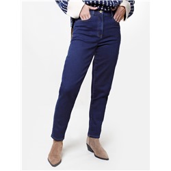 Джинсы mom-fit из эластичного денима на флисе