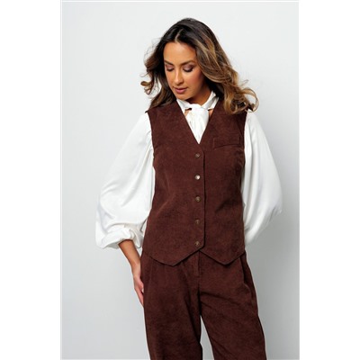 Костюм с брюками вельветовый с жилеткой 399BRN НАТАЛИ, 1087800