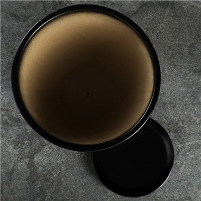 Горшок для цветов «Космос», керамический, с поддоном, 8 л, чёрный с серебряными полосками