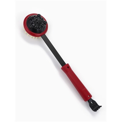 Массажёр-чесалка «Отдых», двусторонний, универсальный, 35×6×8 см, красный, чёрный