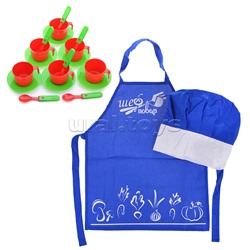 Набор Шеф-повар (20 предметов: фартук, колпак, посуда) цвета в ассортименте