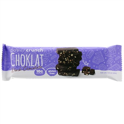 BNRG, Энергетический белковый батончик Power Crunch Choklat, темный шоколад, 12 батончиков, вес каждого 43 г (1,54 унции)