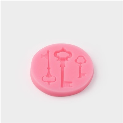 Молд для заливки Доляна «Три ключа», 3 ячейки, силикон, 6.5×1 см, розовый