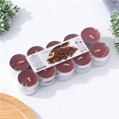 Набор свечей ароматических чайных «Эспрессо», 3.8×1.6 см, 3.5 ч, 12 г, 20 шт. в термоусадке