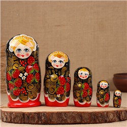 Матрёшка дерево «Галина», хохлома, 5-кукольная, 19 см