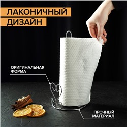 Держатель для бумажных полотенец Доляна «Сердце», 13×13×27 см, хром