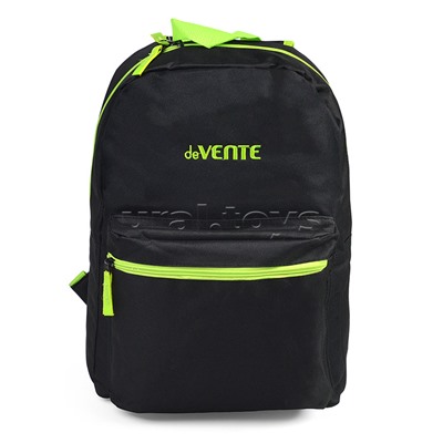 Рюкзак "Black" подростковый 40x29x17 см (14 л) 250 г, 1 отделение на молнии, 1 передний карман, черный с салатовым