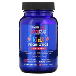 LoveBug Probiotics, пробиотики для детей, сочный ягодный вкус, 10 млрд КОЕ, 30 жевательных таблеток