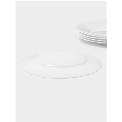 Тарелки Luminarc TRIANON, d=25 см, обеденные, набор 6 шт., стеклокерамика, белые