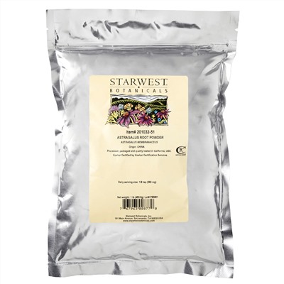 Starwest Botanicals, Корень астрагала, порошок, 16 унций (1 фунт)
