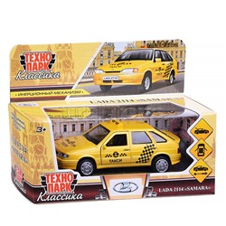Машина металл Lada -2114 "Samara" Такси, 12 см, (откр. двери, баг,) инерц., в коробке