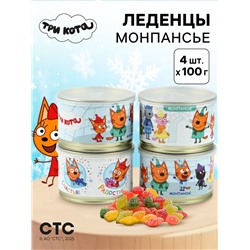 Леденцы монпансье в консервной банке «Три кота Новый год» 4 шт.