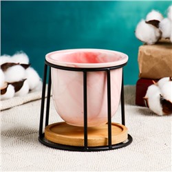 Горшок для цветов «Сосуд», 250 мл, 12×8.5 см, керамика, с поддоном, с подставкой, розовый