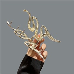 Краб для волос металлический блестящий Змейка с Жемчужиной, 11 см.