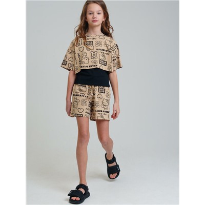 Комплект трикотажный для девочек: майка, шорты, фуфайка (футболка)