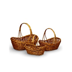 Корзина плетёная для хранения, лоза, коричневая, набор 3 шт.