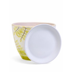 Горшок для цветов «Тропики», 8 л, d=28.5 см, h=22 см, керамика, с поддоном, белый