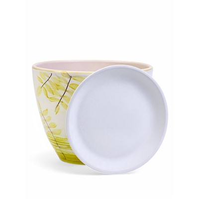 Горшок для цветов «Тропики», 8 л, d=28.5 см, h=22 см, керамика, с поддоном, белый