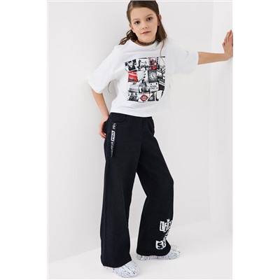 Брюки текстильные джинсовые для девочек PLAYTODAY, 1240611