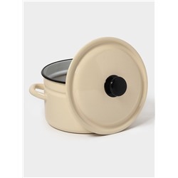 Кастрюля эмалированная, 5 л, d=23.5 см, с крышкой, без декора, цвет слоновой кости