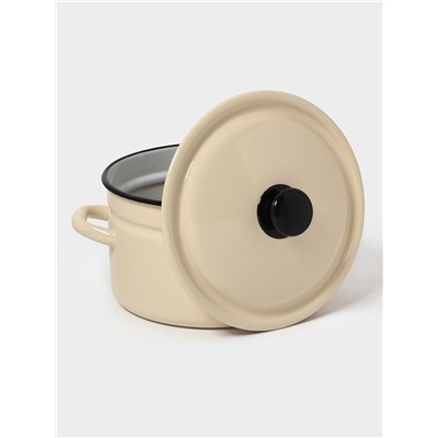 Кастрюля эмалированная, 5 л, d=23.5 см, с крышкой, цилиндрическая, цвет слоновой кости