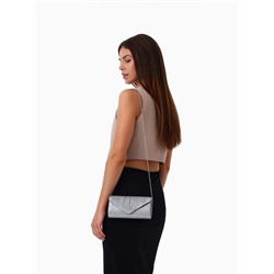 Сумка-клатч вечерняя на магните, на серебристой цепочке, светло-серая