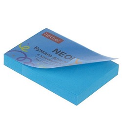 Бумага для заметок с клеевым краем 76х51 мм 100 листов "NEON" голубая 090328 Хатбер