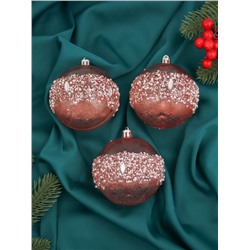 Ёлочные игрушки «Эйдонс», шары новогодний, d=8 см, набор 3 шт., розовый