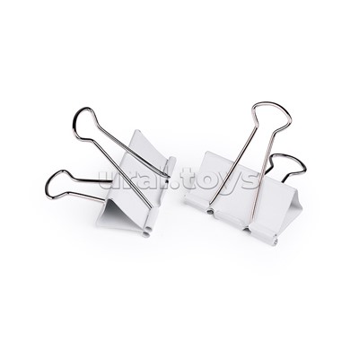 Зажим для бумаг "ART" металлический (51 мм) белый, толщина скрепления до 21,5 мм, 6 шт на картонном блистере