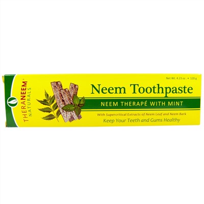 Organix South, TheraNeem Naturals, лечение на основе нима с мятой, зубная паста с мятой, 120 г (4,23 унции)