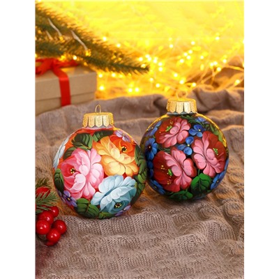 Набор из 4-х ёлочных шаров d=10 см «Неповторимый букет»