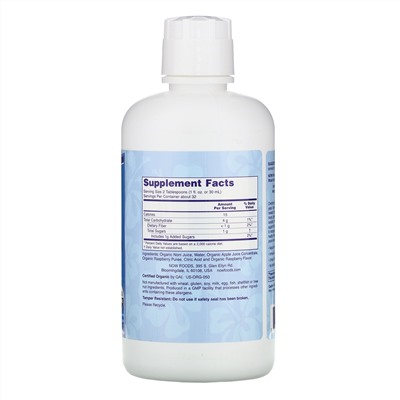 Now Foods, сертифицированный органический нони, суперфрукт, 946 мл (32 жидк. унции)