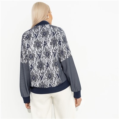 Бомбер комбинированный с кружевом, Мой стиль– мои правила (синий)