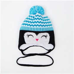 Шапка для девочки, цвет чёрный/голубой, размер 48-50