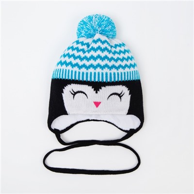 Шапка для девочки, цвет чёрный/голубой, размер 48-50