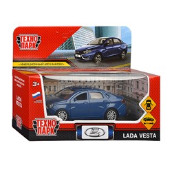 Машина металл LADA Vesta 11,5 см, (отк. двери, темно-синий,) в коробке