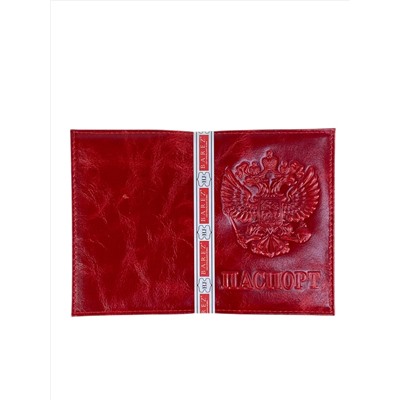 Обложка на паспорта из натуральной кожи, цвет бордово-красный