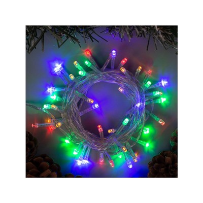 Гирлянда «Нить» 5 м, IP20, прозрачная нить, 50 LED, 8 режимов, 220 В, свечение мульти