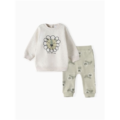 Костюм детский (свитшот, штанишки) «Крошка Я», размер 62-68 см, серый/зеленый