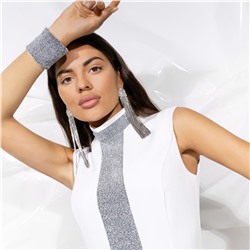 Платье-футляр с блестящим декором, Поцелуй удачи (white, с манжетами)