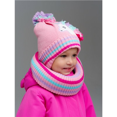 Комплект детский трикотажный для девочек: шапка, снуд