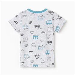 Футболка детская, цвет серый/машинки, рост 80