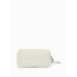 Косметичка женская «Цветочек», ручка из бусин, молочная