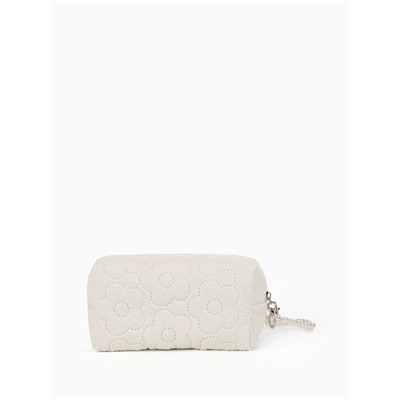 Косметичка женская «Цветочек», ручка из бусин, молочная