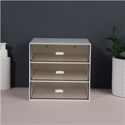 Органайзер для хранения BASIC, многоуровневый, 3 секции, 15.4×14.6×16.7 см, белый, прозрачный