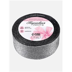 Лента парчовая, 40 мм, 23±1 м, чёрная №029