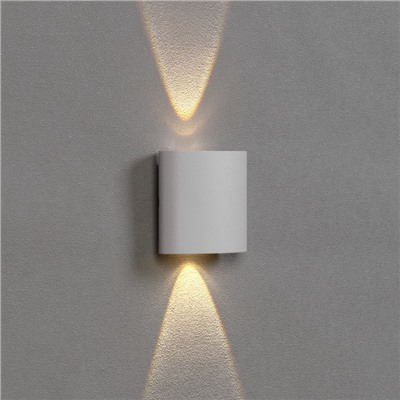 Светильник фасадный «Полусфера», 2 Вт, 3000К, 1 луч, IP65, 220 В, пластиковый корпус, белый, свечение тёплое белое