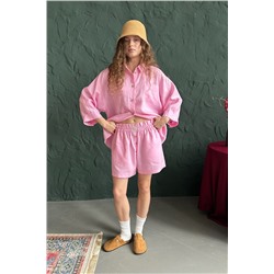 Костюм лён  SET019/27/Нежно-розовый