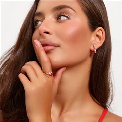 Комплект ювелирная бижутерия коллекция  "Дубай" серьги и кольцо 17 р, покрытие: позолота, вставка: фианиты, цвет: красный и прозрачный, арт.217.322-17