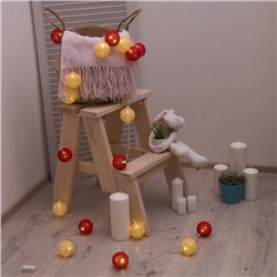 УЦЕНКА Гирлянда «Нить» 5 м с насадками «Клубки красно-золотистые», IP20, прозрачная нить, 20 LED, свечение тёплое белое, 220 В